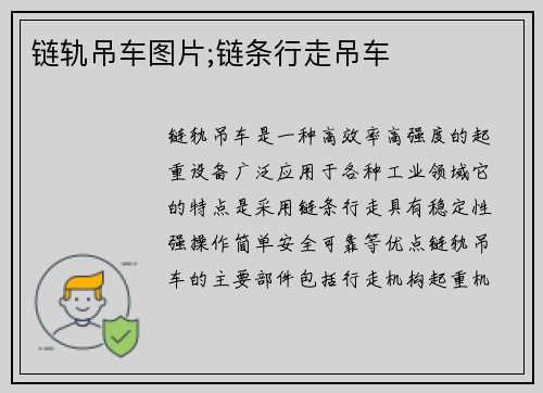 链轨吊车图片;链条行走吊车